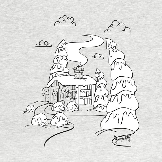 Christmas Log Cabin WinterScene Printable Coloring by SidneyTees